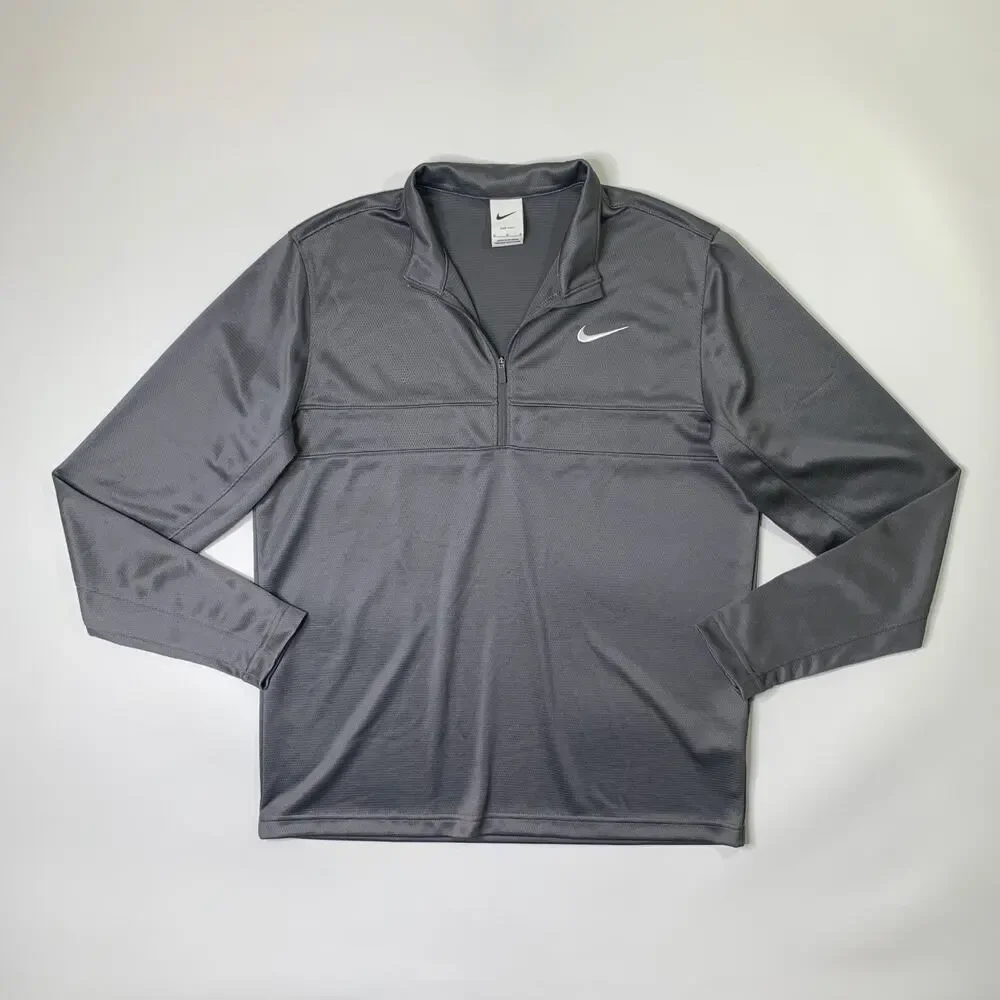 Nike Sweatshirt Mens M Medium Grey Essential Dri Fit Half Zip Golf Mock Pullover